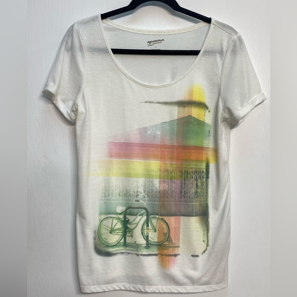 Arizona Jean Co, T-shirt, White, Women’s, Juniors, Size L